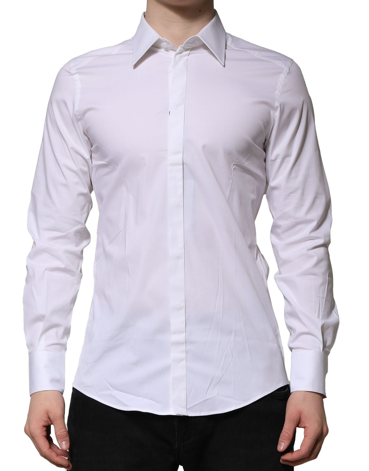 Dolce & Gabbana White MARTINI Long Sleeves Dress Formal Shirt