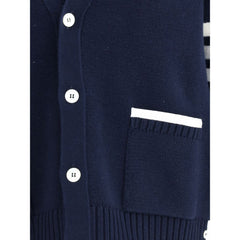 Thom Browne Blue Merino Wool Cardigan