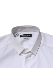 Dolce & Gabbana White Cotton GOLD Long Sleeves Formal Shirt