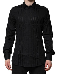 Dolce & Gabbana Black Cotton GOLD Mens Dress Formal Shirt