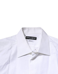 Dolce & Gabbana White Bib Cotton Poplin GOLD Men Formal Shirt
