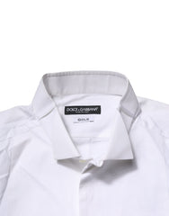 Dolce & Gabbana White GOLD Bib Poplin Dress Men Formal Shirt
