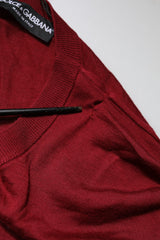 Dolce & Gabbana Maroon Cashmere Crew Neck Sweatshirt Sweater