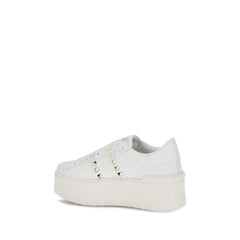 Valentino Garavani White Calf Leather Bos Taurus Platform Sneakers