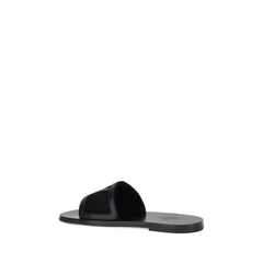 Valentino Garavani Black Calf Leather Bos Taurus Flat Sandals