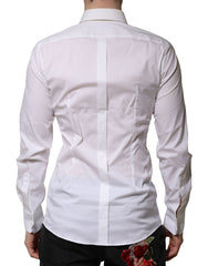 Dolce & Gabbana White Cotton GOLD Long Sleeves Formal Shirt
