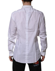 Dolce & Gabbana White Cotton GOLD Long Sleeves Formal Shirt