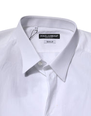 Dolce & Gabbana White Cotton GOLD Long Sleeves Formal Shirt