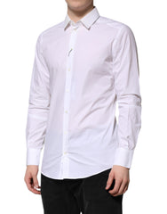 Dolce & Gabbana White Cotton GOLD Long Sleeves Formal Shirt