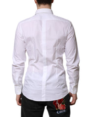 Dolce & Gabbana White Cotton GOLD Long Sleeves Formal Shirt