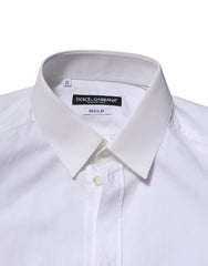 Dolce & Gabbana White Cotton GOLD Long Sleeves Formal Shirt