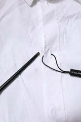 Dolce & Gabbana White Cotton GOLD Long Sleeves Formal Shirt