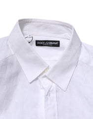 Dolce & Gabbana White Cotton Long Sleeves Collared Formal Shirt