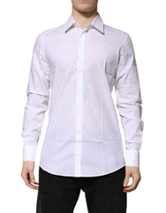 Dolce & Gabbana White Cotton GOLD Long Sleeves Formal Shirt