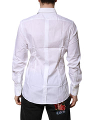 Dolce & Gabbana White Cotton GOLD Long Sleeves Formal Shirt