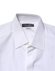 Dolce & Gabbana White Cotton GOLD Long Sleeves Formal Shirt