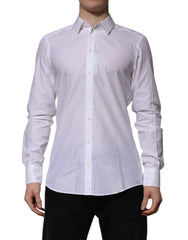 Dolce & Gabbana White Cotton MARTINI Long Sleeve Formal Shirt