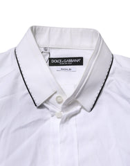 Dolce & Gabbana White Cotton GOLD Long Sleeves Formal Shirt