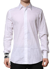 Dolce & Gabbana White Cotton GOLD Long Sleeves Formal Shirt