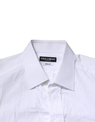 Dolce & Gabbana White Cotton GOLD Long Sleeves Formal Shirt