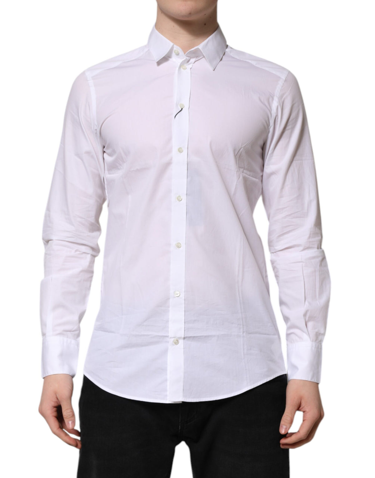 Dolce & Gabbana White Collared Long Sleeves Dress Formal Shirt