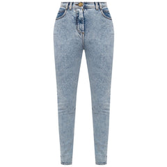 Balmain Blue Cotton Women's High-Waisted Jean