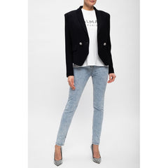 Balmain Blue Cotton Women's High-Waisted Jean
