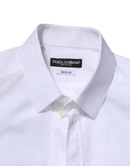 Dolce & Gabbana White GOLD Long Sleeve Dress Men Formal Shirt