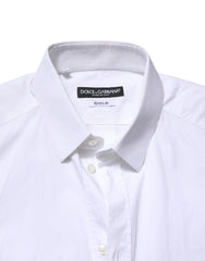 Dolce & Gabbana White GOLD Cotton Dress Formal Shirt