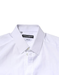Dolce & Gabbana White GOLD Cotton Long Sleeves Men Formal Shirt