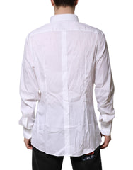 Dolce & Gabbana White GOLD Cotton Men Dress Formal Shirt