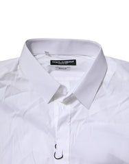 Dolce & Gabbana White GOLD Cotton Men Dress Formal Shirt