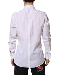 Dolce & Gabbana White GOLD Cotton Long Sleeves Formal Shirt