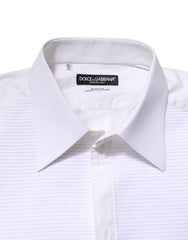 Dolce & Gabbana White GOLD Cotton Long Sleeves Formal Shirt