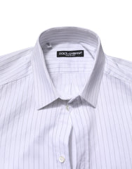 Dolce & Gabbana White Stripes Cotton Long Sleeve Formal Shirt