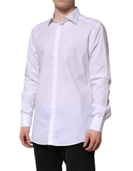 Dolce & Gabbana White GOLD Cotton Long Sleeves Formal Shirt