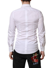 Dolce & Gabbana White GOLD Cotton Long Sleeve Men Formal Shirt