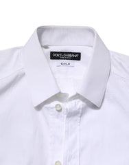 Dolce & Gabbana White GOLD Cotton Long Sleeve Men Formal Shirt