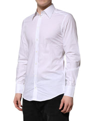Dolce & Gabbana White GOLD Cotton Poplin Dress Formal Shirt