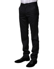 Dolce & Gabbana Black Wool Striped Formal Pants