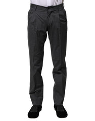Dolce & Gabbana Gray Striped Cotton Formal Pants
