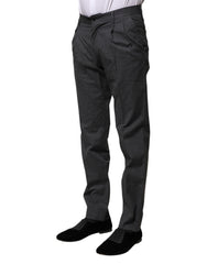 Dolce & Gabbana Gray Striped Cotton Formal Pants