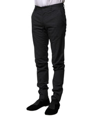 Dolce & Gabbana Gray Striped Cotton Formal Pants