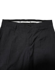 Dolce & Gabbana Gray Striped Cotton Formal Pants