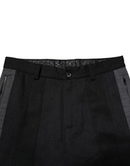 Dolce & Gabbana Black Gray Fantasy Cotton Formal Slim Pants