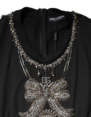 Dolce & Gabbana Black Cotton Rhinestone Embellished Tank Top