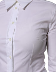 Dolce & Gabbana White Cotton Collared Long Sleeves Blouse Top