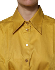 Dolce & Gabbana Mustard Collared Short Sleeves Blouse Top