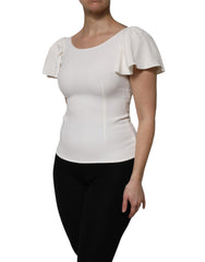 Dolce & Gabbana White Viscose Round Neck Short Sleeves Top