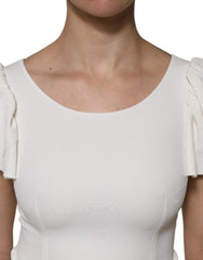 Dolce & Gabbana White Viscose Round Neck Short Sleeves Top